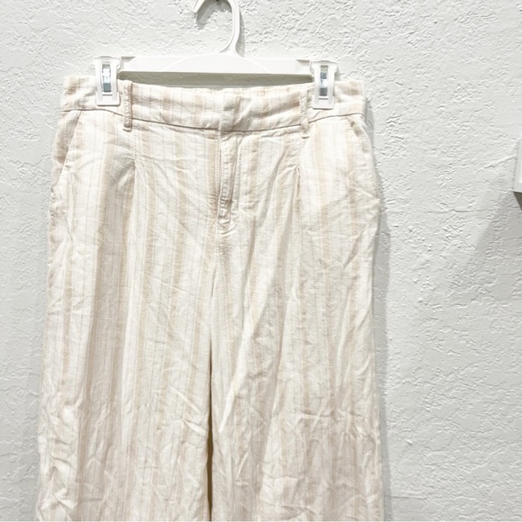 American Eagel Pants women's 2 Striped Wide Leg Linen Blend Coastal Minimalist - Picture 2 of 6